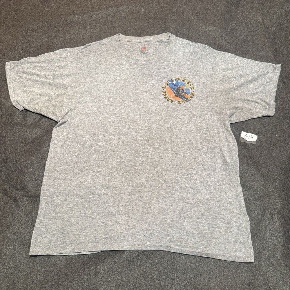 Hanes Mens TShirt L Large Gray California Sport Design Short Sleeve Tee Shirt